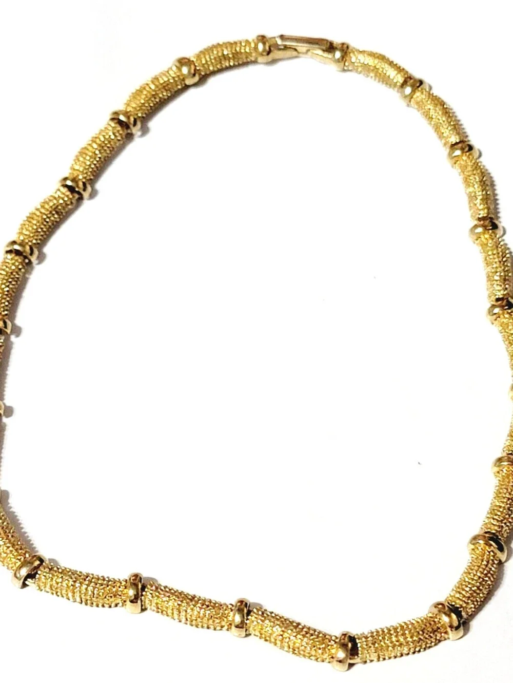 Vintage Avon Collar Necklace Textured Gold-tone Bar Links Designer gn01-8